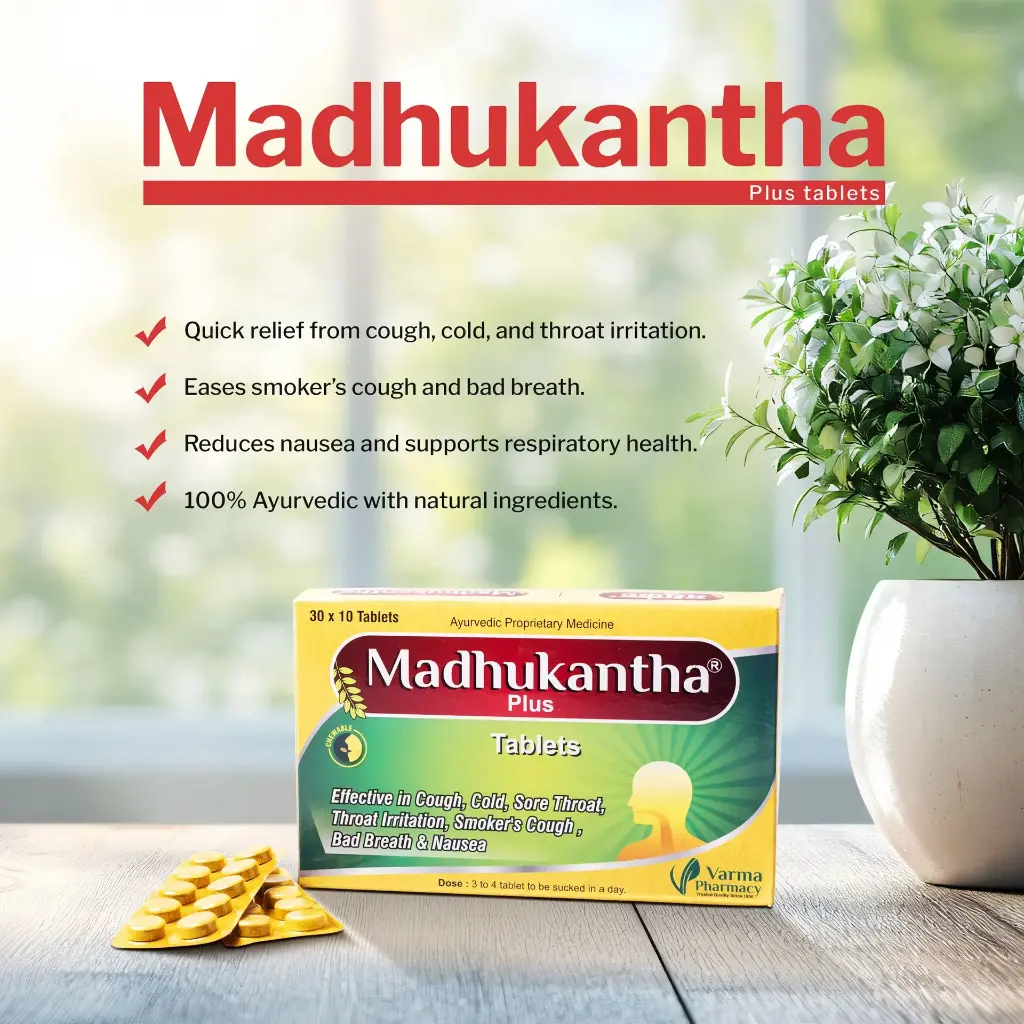Madhukantha Plus Tablets – Ayurvedic Support for Throat Comfort & Voice Clarity 